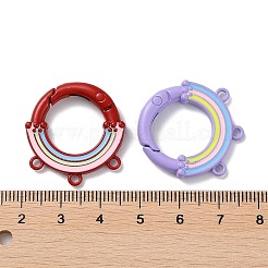 スプレー塗装された合金スプリング ゲート リング  丸い虹と3つのループ  ミックスカラー  27x25.5x4mm  穴：1.8mm&nbsp;PALLOY-Z018-02
