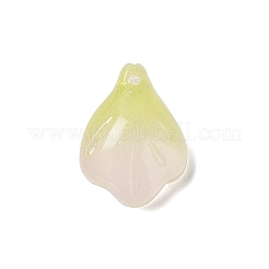 ガラスチャーム  ラナンキュラス・アジアティクスの葉のチャーム  淡いチソウ  15x11x5mm  穴：1.2mm&nbsp;GLAA-A011-10A