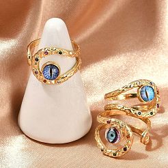 Манжеты из латуни с микро паве кубический цирконий для женщин RJEW-L113-042G