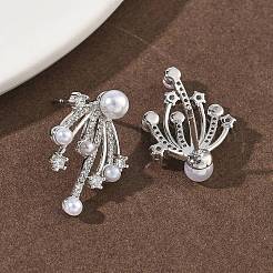 Серьги-гвоздики из латуни с микропаве из кубических цирконий в стиле фейерверк&nbsp;EJEW-G452-02P