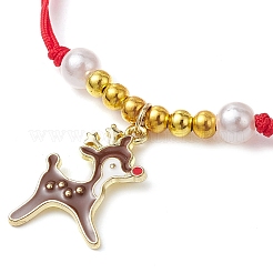 Bracelets de perles tressées en alliage émaillé sur le thème de Noël&nbsp;BJEW-JB11110