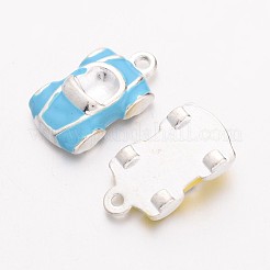 合金エナメルチャーム  カドミウムフリー＆鉛フリー  車  銀色のメッキ  ミックスカラー  19x11mm  穴：1mm&nbsp;E384