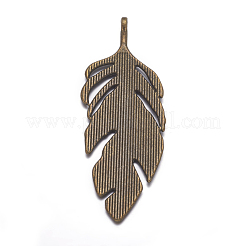 Pendente grande a foglia in lega stile tibetano&nbsp;X-PALLOY-A15448-AB