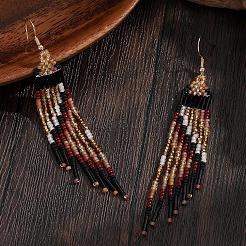 Богемные серьги-подвески ручной работы из стеклянного бисера.&nbsp;LH2376