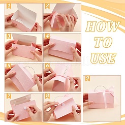 結婚式の記念品キャンディボックスDIYセット  クラフト紙1枚付き  1 pc リボン  ビーズハンドル1個。  2 ペア丸フック & ループ  ハンドバッグの形をした紙のギフトパッケージボックスを作るため  ピンク  13x7.5x8.7cm&nbsp;DIY-WH0250-73E