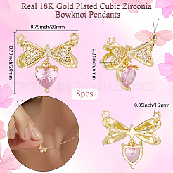 8 шт. латунные подвески-соединители с микропаве из кубического циркония&nbsp;KK-BBC0019-38