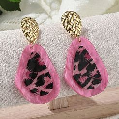 Серьги-гвоздики с леопардовым принтом из нержавеющей стали 304&nbsp;EJEW-Z084-14G-03