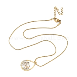 Ожерелья с подвесками из нержавеющей стали 304 с микропаве из прозрачных кубических цирконий для женщин&nbsp;LS-NJEW-Z103-01G-05