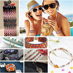 200 шт. двухцветные двухцветные полосатые бусины с тремя отверстиями SEED-PH0001-54