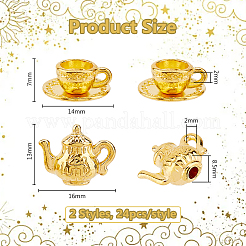 48 modello in miniatura di teiera e tazza da caffè in lega da 2 stili&nbsp;AJEW-DC0001-81G