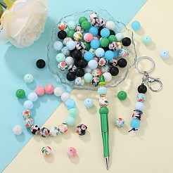 89 Stück Silikonperlen-Set mit buntem Muster&nbsp;SIL-SZ0002-54D