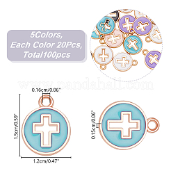 100шт 5 цвета светлые позолоченные подвески из сплава с эмалью&nbsp;ENAM-AR0001-73