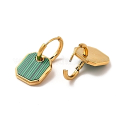 Восьмиугольная серьга-кольцо и кулон с подвеской из синтетического малахита SJEW-P002-04G