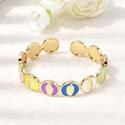 Латунные эмалевые разноцветные овальные браслеты с изображением Девы Марии&nbsp;BJEW-K296-01G