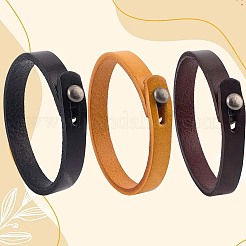 3шт 3 цвета панк ретро браслет из кожи ручной работы для мужчин BJEW-CL0001-05