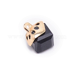 ガラスチャーム  合金のパーツと  キューブ  ジェット  15x10x10mm  穴：1.6mm&nbsp;GLAA-SZC0004-02E