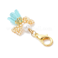 Подвесные украшения в виде ангелов из стеклянных семян и акрила HJEW-MZ00391