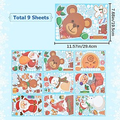 9 feuilles 9 styles d'autocollants statiques en pvc sur le thème de Noël&nbsp;STIC-WH0004-07