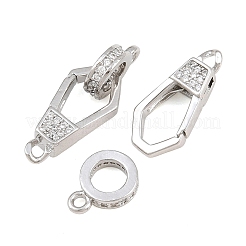 Micro pavé di ottone trasparente cubic zirconia piegato su fermagli&nbsp;CU-CBA7BFE-06B-P