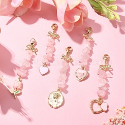 Подвески из натурального розового кварца с бисером HJEW-JM01196