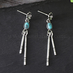 Серьги-гвоздики из сплава и синтетической бирюзы&nbsp;FS-WG2C5AC-01