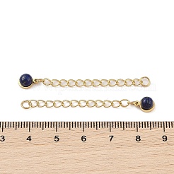 Rallonge de chaîne gourmette en acier inoxydable chirurgical 316 avec placage ionique (IP) et breloque ronde en lapis-lazuli naturel&nbsp;STAS-A097-01G-07