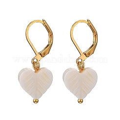 Серьги-кольца в форме сердца из натуральной морской ракушки&nbsp;EJEW-JE06771