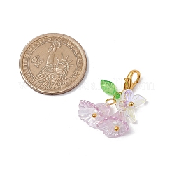6шт. Акриловая подвеска в виде цветка-бабочки HJEW-JM02940
