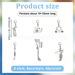 48 шт. 6 стиля подвески из сплава на тему гольфа&nbsp;HJEW-HY00055