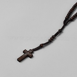 Collana con rosario in cordino di poliestere&nbsp;NJEW-WH0002-243B