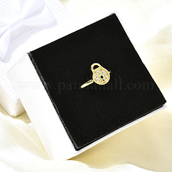 Латунные кольца-манжеты с микропаве и прозрачным цирконием для женщин&nbsp;RJEW-S399-14G