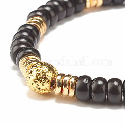 2pcs 2 bracelets extensibles de style noix de coco et lave naturelle et hématite synthétique&nbsp;BJEW-JB07825