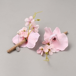 Boutonniere de flores artificiales de tela de seda&nbsp;AJEW-WH0314-483B