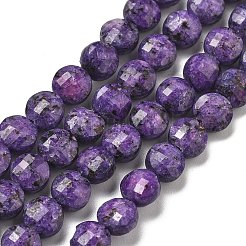 Нити бусин из натуральной кунжутной яшмы с имитацией чароита G-C179-A6mm-14