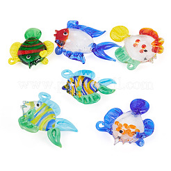6pcs 6 Arten handgemachte Bunte Malerei-Anhänger&nbsp;LAMP-TA0002-46