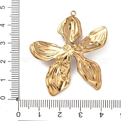 304ステンレススチールエナメルペンダント  花のチャーム  プラスチックパール付き  ゴールドカラー  44x40x6.5mm  穴：1.8mm&nbsp;STAS-K329-04G