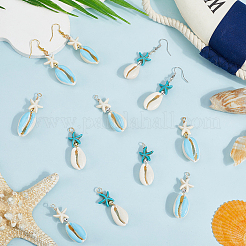 40 шт. подвески в виде морской звезды из ракушек каури двух цветов и окрашенной синтетической бирюзы&nbsp;PALLOY-SC0004-40