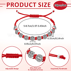 24 шт. браслет из сплава овальной формы с бусинами Святого Бенедикта и крестом&nbsp;BJEW-GO0001-23