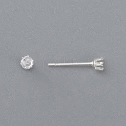 304ステンレススチールスタッドピアス金具  熊手のセッティング  銀  13x3mm  ピン：0.8mm&nbsp;STAS-D448-087S-3mm