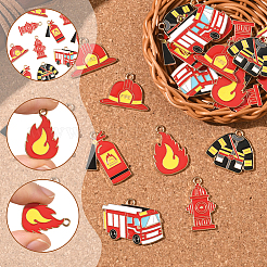 24 шт. 6 стиля подвески из сплава и эмали на тему пожаротушения&nbsp;ENAM-SC0007-22