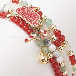 4 шт. 4 стильных браслета из натуральных и синтетических смешанных драгоценных камней BJEW-JB09212