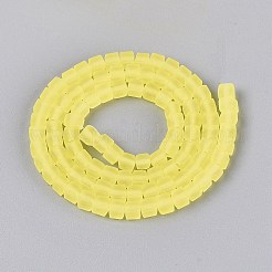 透明なすりガラスビーズ連売り  キューブ  多面カット  シャンパンイエロー  4~4.5x4~4.5x4~4.5mm  穴：1~1.2mm  約97~98個/連  16.14~16.54インチ（41~42cm）&nbsp;GLAA-N072-01A-A20
