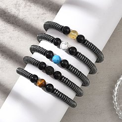 Женские браслеты из натуральных и синтетических бусин смешанного драгоценного камня&nbsp;BJEW-JB12843