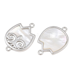 Ciondoli connettori in ottone e conchiglia naturale&nbsp;SH-CBA7BFE-01A-P