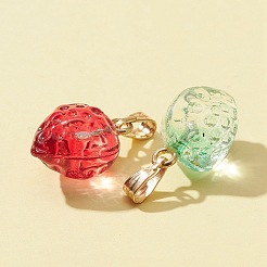 24 шт. 6 стиля прозрачные стеклянные подвески с распылительной росписью&nbsp;GLAA-FS0001-33