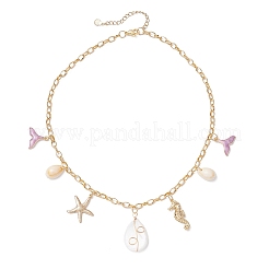 Женское ожерелье-цепочка с подвеской в виде капли из сплава эмали NJEW-JN05407-02