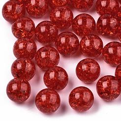 Brins de perles rondes acryliques craquelées transparentes&nbsp;CCG-R002-12mm-02