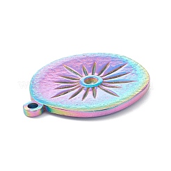 イオンプレーティング（IP）304ステンレスペンダント  スターとフラットラウンド  虹色  28.5x24x2mm  穴：2mm&nbsp;STAS-F263-16M