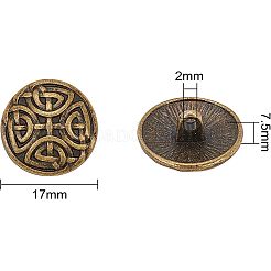 チベットスタイルの半円形の合金シャンクボタン  鉛フリー＆カドミウムフリー  ミックスカラー  17x7.5mm  穴：2mm  2色  30個/カラー  60個/箱&nbsp;TIBE-OC0001-03-RS