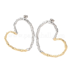 Серьги-гвоздики в форме полого сердца из нержавеющей стали 316.&nbsp;EJEW-Z160-01GP